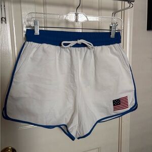 Sadie & Sage White Shorts with Blue Trim